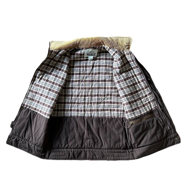 Vintage Woolrich Chore Vest Mens Small Brown Plaid Lining Corduroy Collar 70s - Picture 9 of 12